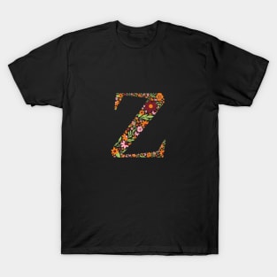 Retro Floral Letter Z T-Shirt